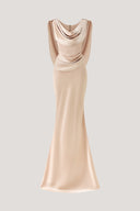 Silvaréa Champagne Pink Draped Silk Mermaid Gown for women, from Calista, The Viet Concept 