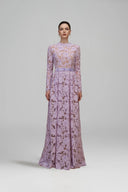 A-Line Light Purple Tulip Guipure Lace Long Sleeve Gown Evening Dress for women, from IHF ATELIER, The Viet Concept 