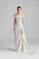 Dual Flow Asymmetric Off-Shoulder Convertible Sheath Gown for women, from LINH DOAN, The Viet Concept