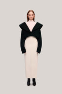 Black Mac Lam Cropped Plunge Neck Ribbed Velvet Jacket for women, from TINH, The Viet Concept 