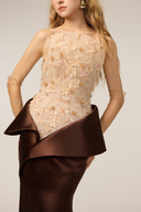 21SIX • Ilyana Royal Silk & Tulle 3D Floral Embellished Gown