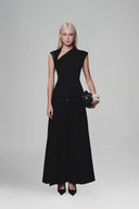 Black Diagonal Collar Top for women, from Keira Tong, The Viet Concept 