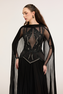 21SIX • Selene Chiffon & Glitter Tulle Embellished Evening Gown