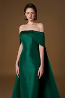 Emerald Green Silk-Lined Taffeta Strapless Crystal Column Gown for women, from IHF ATELIER, The Viet Concept 
