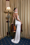 THÉSONG • Ivory Sculptural Cape Column Gown