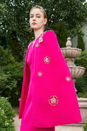 Fuchsia Crystal Embroidered Rose Cape Column Evening Gown for women, from IHF ATELIER, The Viet Concept