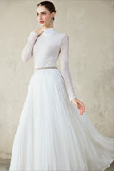 White Jolie Crystal-Back Organza Maxi Set for women, from DANG PHONG DESIGNER, The Viet Concept