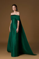 Emerald Green Silk-Lined Taffeta Strapless Crystal Column Gown for women, from IHF ATELIER, The Viet Concept 