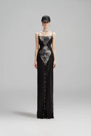 SORAMAME • Gunmetal Grey Tender Hourglass Panelled Maxi Dress