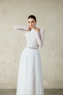White Jolie Crystal-Back Organza Maxi Set for women, from DANG PHONG DESIGNER, The Viet Concept