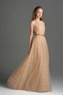 IHF STUDIO • Floral Mesh Lace One-Shoulder A-Line Gown