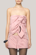 Pink Cameron Strapless Twisted Organza Top