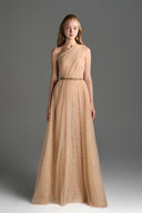 IHF STUDIO • Floral Mesh Lace One-Shoulder A-Line Gown