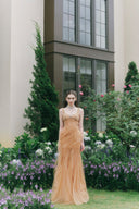 LINH PHUNG • Marigold Crystal Embellished Corset Tulle Maxi Dress