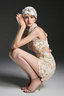 Floral Garden Lace Halter Cut-Out Mini Dress for women, from IHF STUDIO, The Viet Concept 