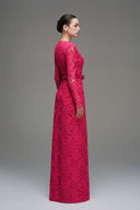 Long Sleeve Guipure Lace Column Maxi Dress with Crystal Embroidery for women, from IHF STUDIO, The Viet Concept 