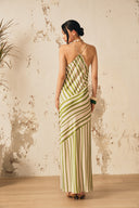 XITA • Azure Élan Xita Silk Stripe Maxi Dress