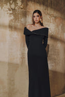 L' SCARLETT • Mobius Crystal-Embellished Off-Shoulder Maxi Dress