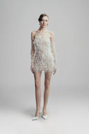 Elysian Flutter Japanese Leather Mesh Mini Dress for women, from LINH DOAN, The Viet Concept 