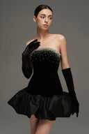 Veloura Crystal Puff Hem Mini Dress for women, from IHF STUDIO, The Viet Concept 