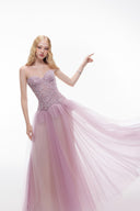 LUCILLA • Beryl Embroidered Lace & Tulle Strapless Evening Gown