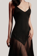 Black Eau De Mer Silk & Mesh Nightgown for women, from DORO, The Viet Concept 