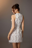 Orchid Appliqué Layered Lace Mini Dress for women, from KEIRA TONG, The Viet Concept 