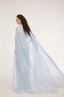 21SIX • Rosalind Sequin & Silk 3D Floral Halter Cape Gown