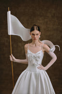WHITE PLAN • Ava Embellished Taffeta Corset Midi Dress