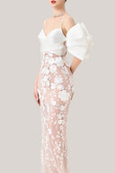 Elena Bodycon Cold Shoulder Sleeved Lace Ankle Length Dress for women, from The Viet Concept 