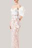 Elena Bodycon Cold Shoulder Sleeved Lace Ankle Length Dress for women, from The Viet Concept 