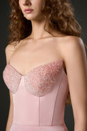 Rosé Lotus Crystal Silk Taffeta Column Dress for women, from IHF STUDIO, The Viet Concept