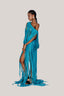 Daphne Blouson Asymmetric Shoulder Silk Blend Extra Long Length Dress for women, from DAS LA VIE, The Viet Concept 
