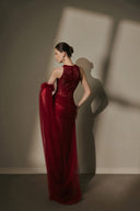 ARTI APPAREL • Elodie Lace & Tulle Feather-Embellished Gown