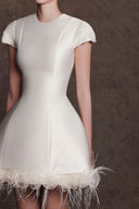 SANT SOUCI • Auréole Pearl-Embellished Flower-Draped Taffeta Mini Dress