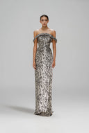 Perpetuity Sequin Off-Shoulder Maxi Dress for women, from SORAMAME, The Viet Concept
