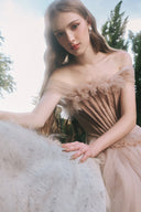 Cinnamon Off-Shoulder Mesh Corset Midi Dress for women, from LINH PHUNG, The Viet Concept