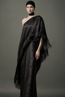 LE LAM AMARÉ • Aura Silk Asymmetrical Off-Shoulder Dress