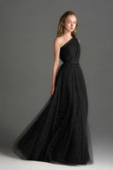 IHF STUDIO • Floral Mesh Lace One-Shoulder A-Line Gown