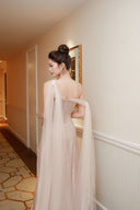 LINH PHUNG • Amethyst Asymmetric Floral Lace Corset Evening Gown