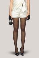 White Cameron Straight Pleated Poly Organza Mini Shorts for women, form Das La Vie, The Viet Concept 