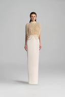 Celine Pearl Embellished Luxury Taffeta Off-Shoulder Gown for women, from 21SIX, The Viet Concept