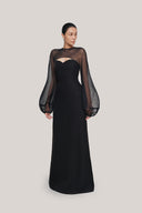 Au Strapless Semi-Heart Neck Silk Organza Floor Length Dress for women, from TINH, The Viet Concept 