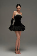 Veloura Crystal Puff Hem Mini Dress for women, from IHF STUDIO, The Viet Concept 