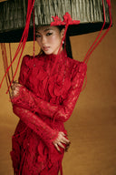 Crimson Chu Sa Hand-Embroidered Floral Mini Dress for women, from Keira Tong, The Viet Concept