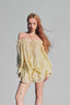 Yellow Off-Shoulder Linen Shirt for women, from Xita, The Viet Concept