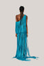 Daphne Blouson Asymmetric Shoulder Silk Blend Extra Long Length Dress for women, from DAS LA VIE, The Viet Concept 