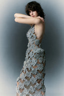 HA THANH VIET • Genovela Floral Crystal Mesh Column Gown
