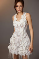 Orchid Appliqué Layered Lace Mini Dress for women, from KEIRA TONG, The Viet Concept 