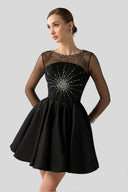Regal Crystal Embellished Satin Mini Dress for women, from DANG PHONG DESIGNER, The Viet Concept
